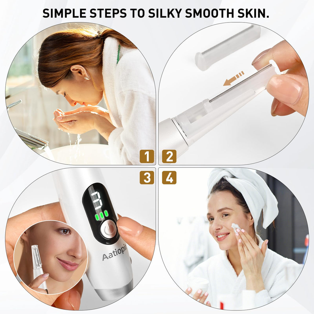 3 Speeds LED Electric Dermaplaning Tool with 12 Replaceable Blades G888