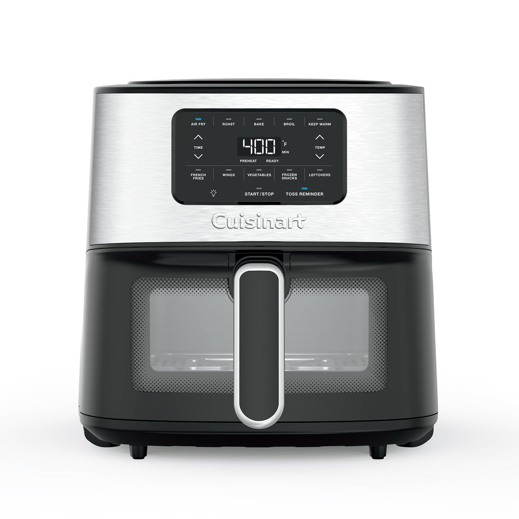 6-Quart Air Fryer with 5 Cooking Functions, Stainless Steel & Black I816