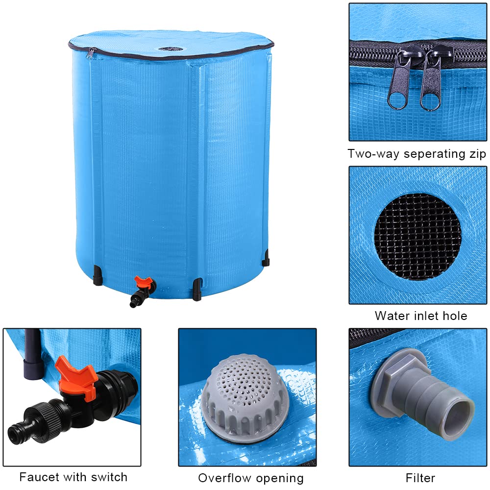 50 Gallon Collapsible Rain Barrel with Filter Spigot Overflow Kit A429
