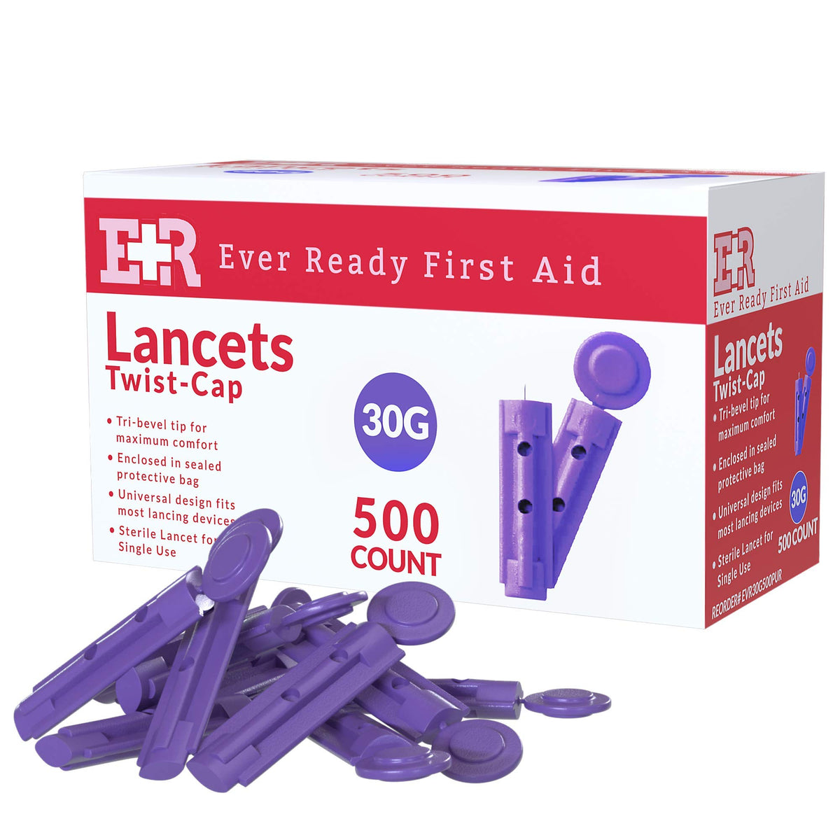 Sterile Twist-Cap Lancets 30G Purple 500 Count O58301