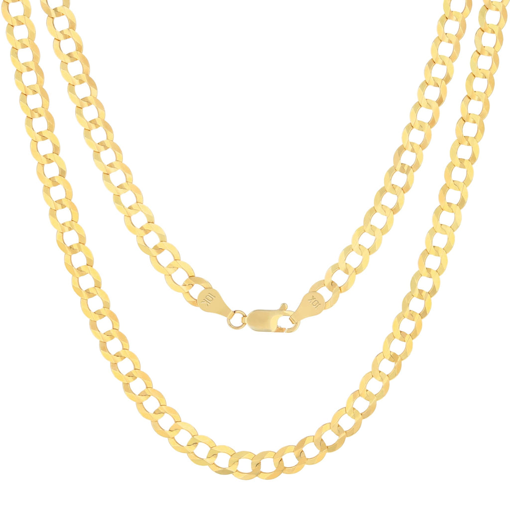 10K Yellow Gold Cuban Curb Link Chain Necklace C808