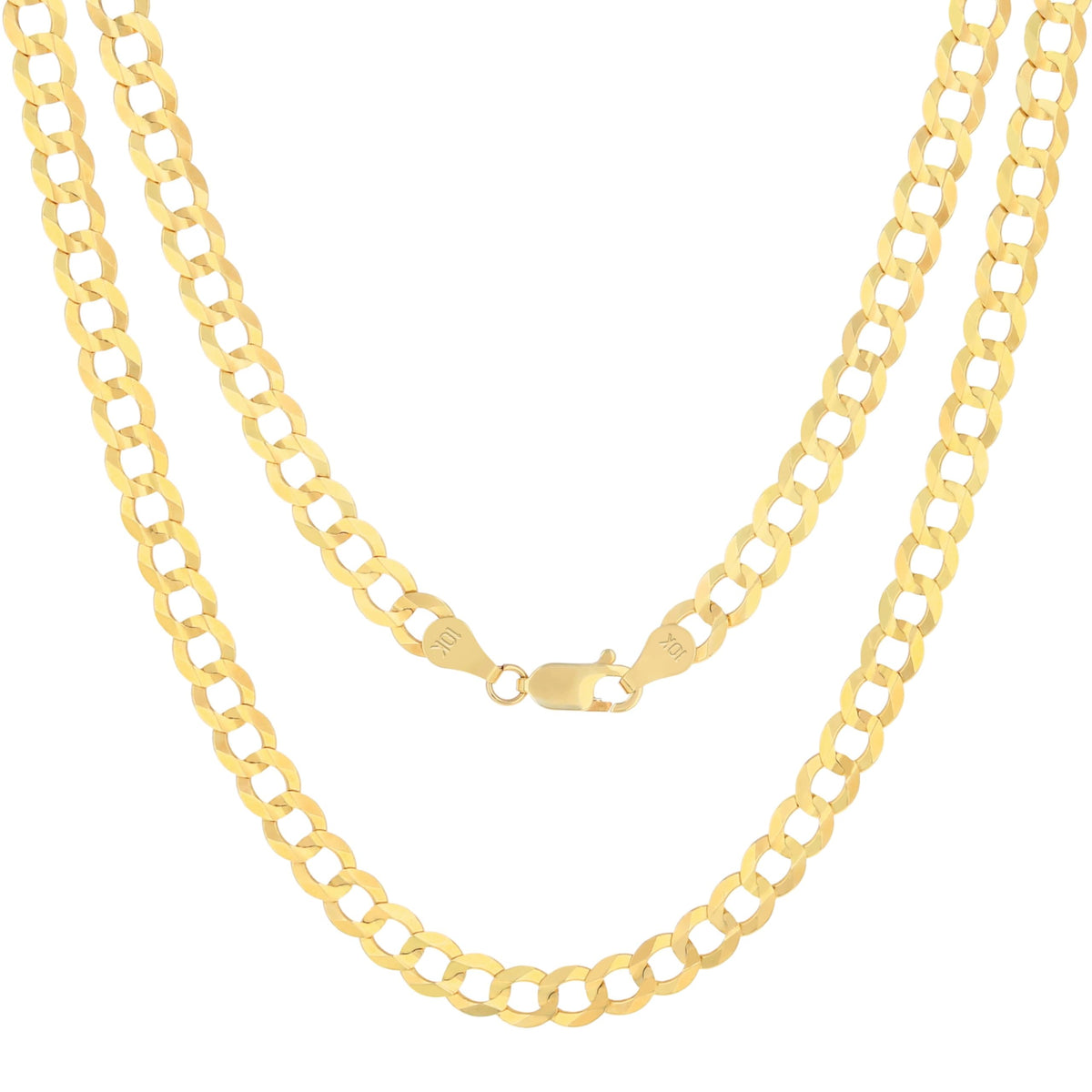 10K Yellow Gold Cuban Curb Link Chain Necklace C808