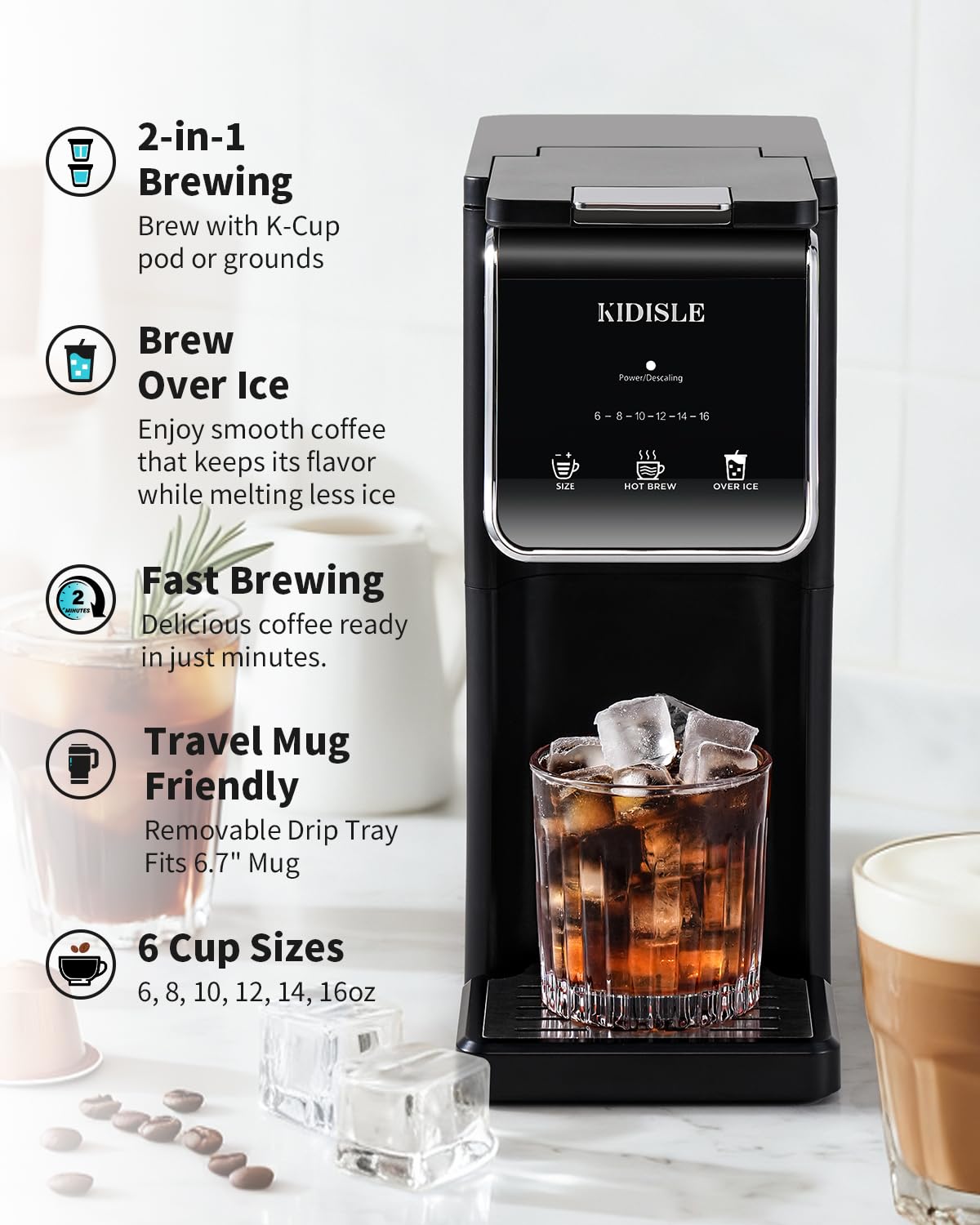 Black Single Serve Coffee Maker with 40oz Water Tank Q12877