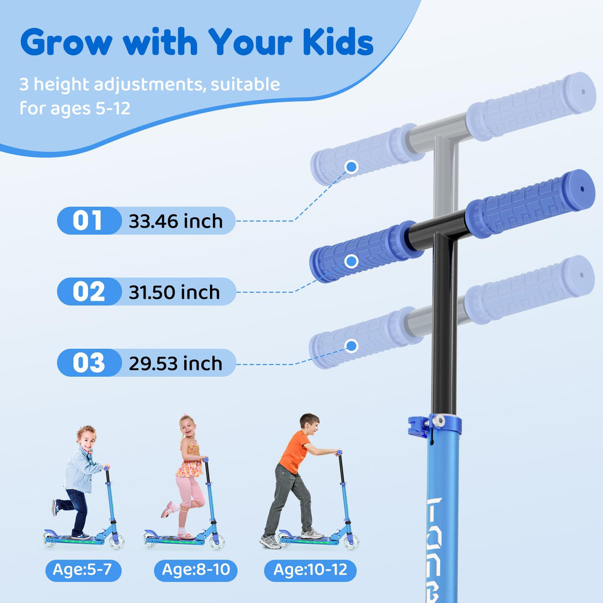 2 Wheel Adjustable Height Foldable Lightweight Kick Scooter M453