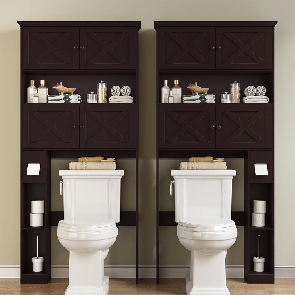 Over The Toilet Storage Cabinet with Doors & Paper Holder H7614