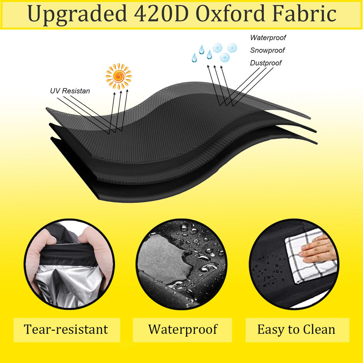 Black 420D Oxford Waterproof Patio Table Cover L7185