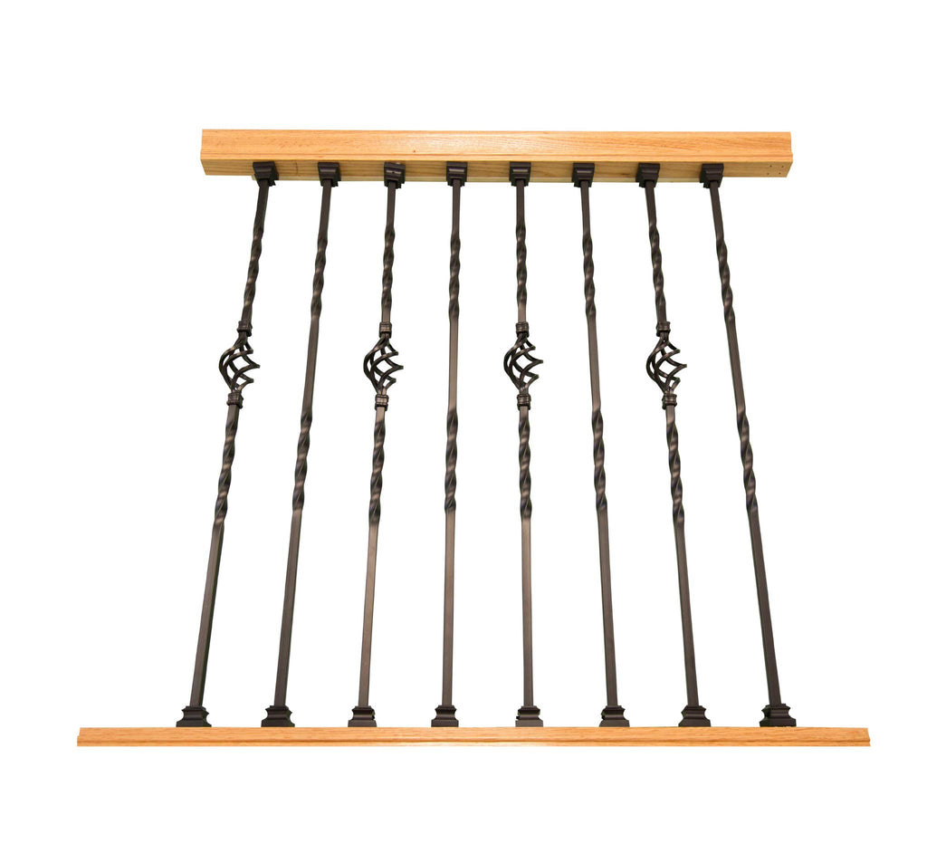 Indoor Stair Rail Section Kit with Black Metal Balusters K641