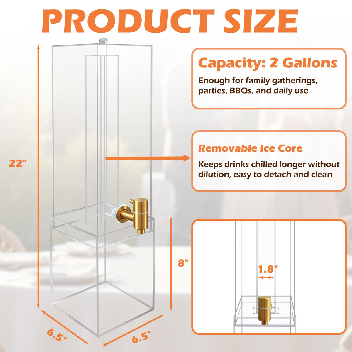 2 Gallon Drink Dispenser with Airtight Valve and Acrylic Stand P34245