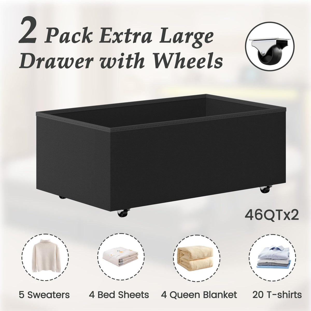 Queen Size Storage Bed Frame with Wood Headboard and LED Lights O1308