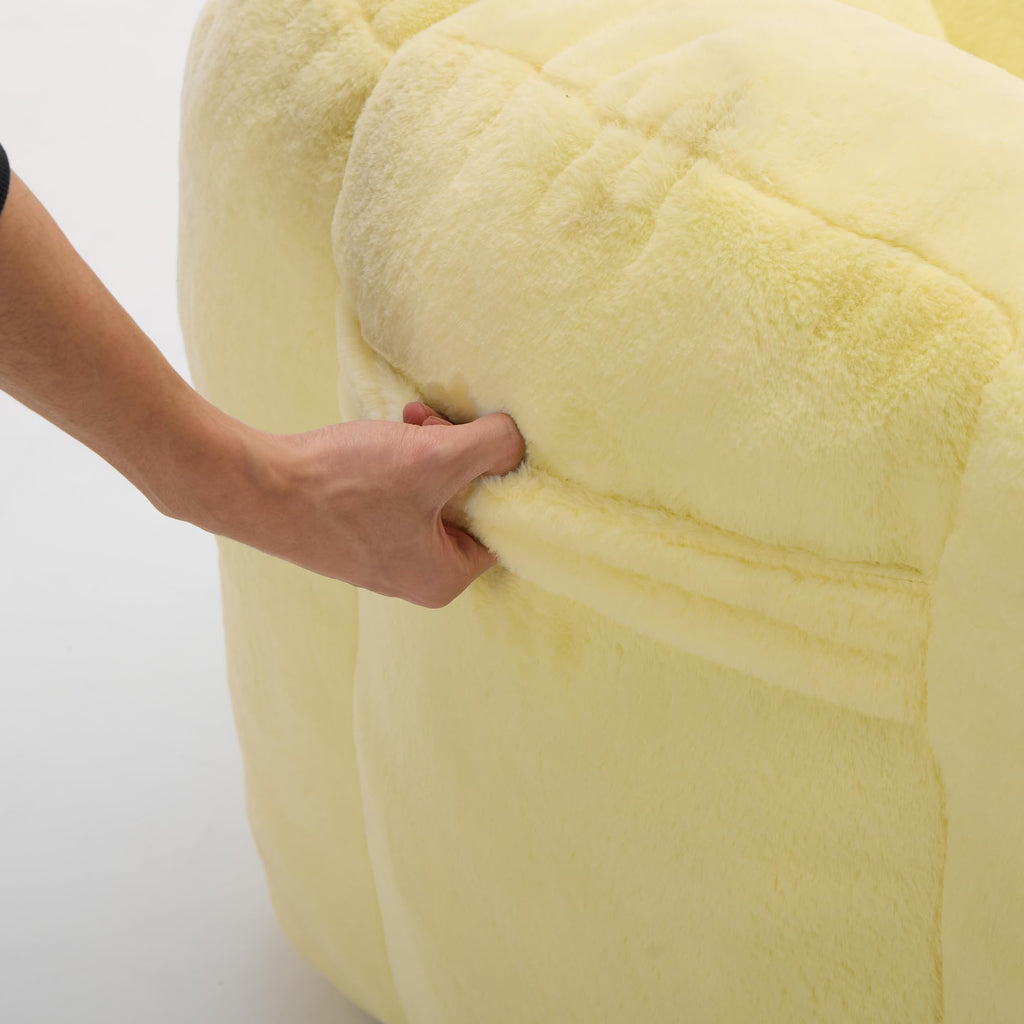 Large Yellow Faux Fur Bean Bag Chair N482595
