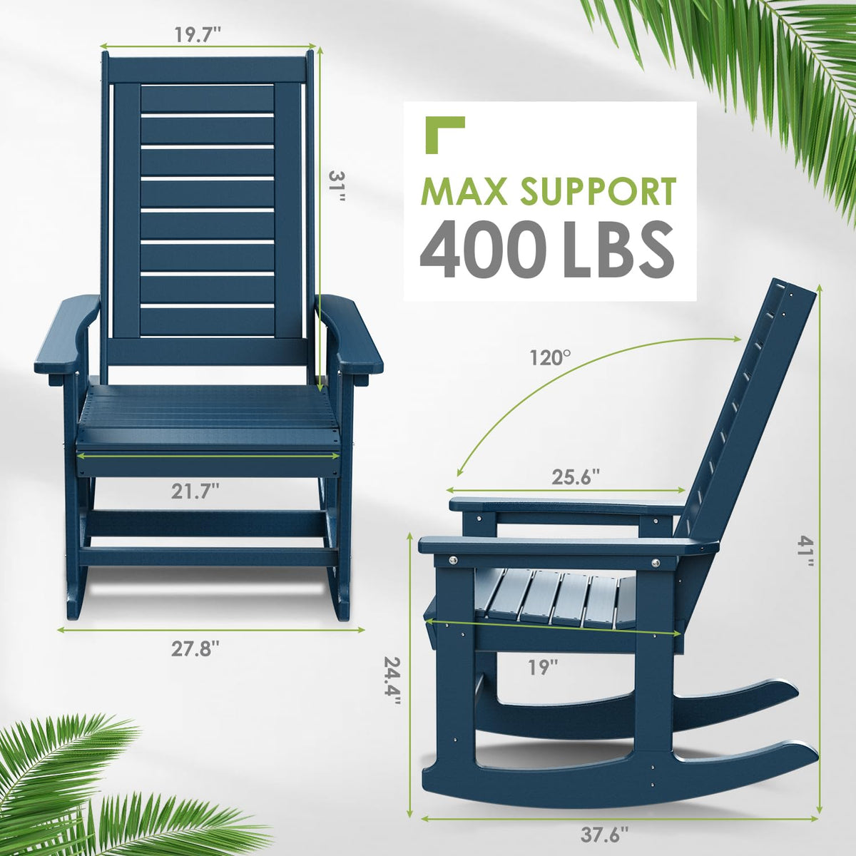 Oversized Outdoor Rocking Chairs Set of 2 Blue V17421