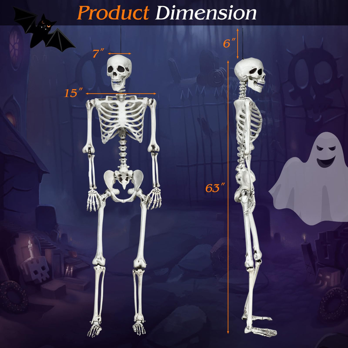 5.4 FT Posable Skeleton Decoration O7931
