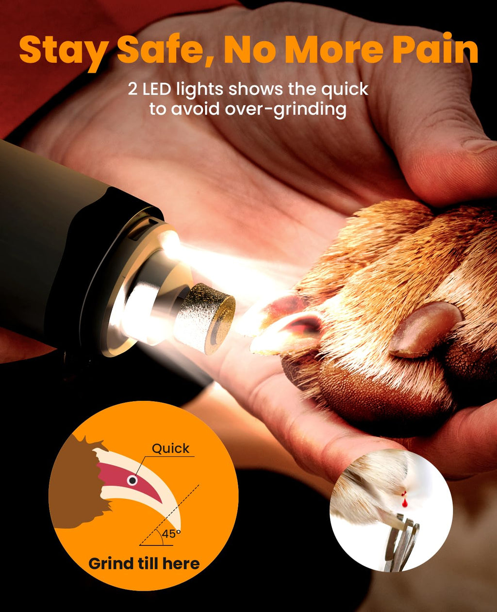 Dog Shaver Clippers and Nail Grinder Paw Trimmer Kit S5505