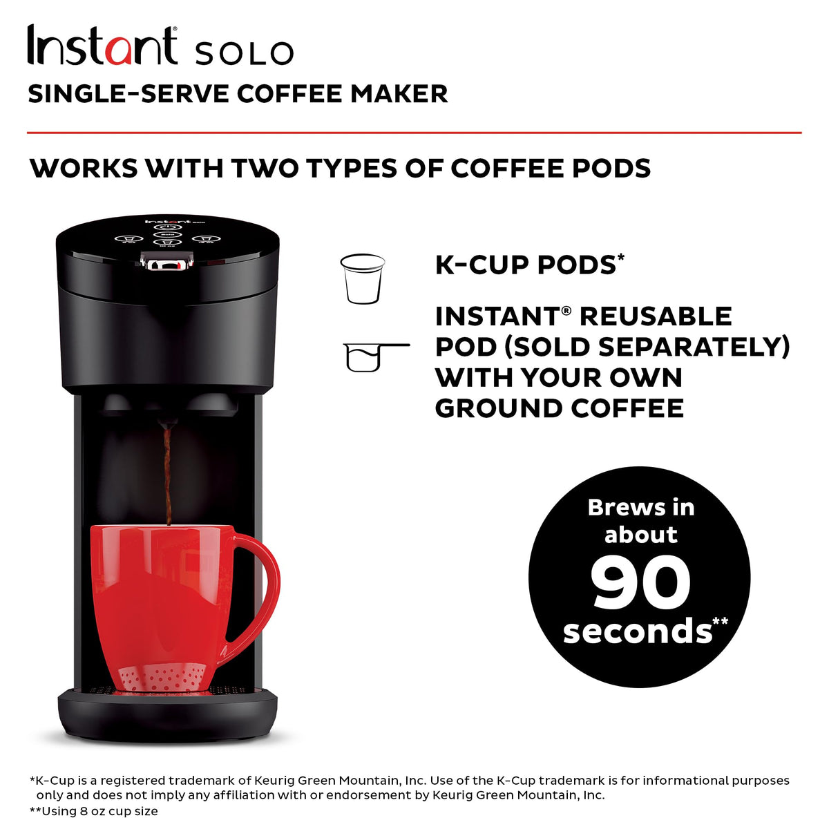 Single Serve K-Cup Pod Compatible Coffee Maker with 40oz Water Reservoir, Black H951938