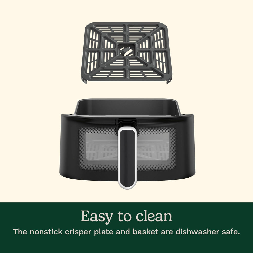 6-Quart Air Fryer with 5 Cooking Functions, Stainless Steel & Black I816