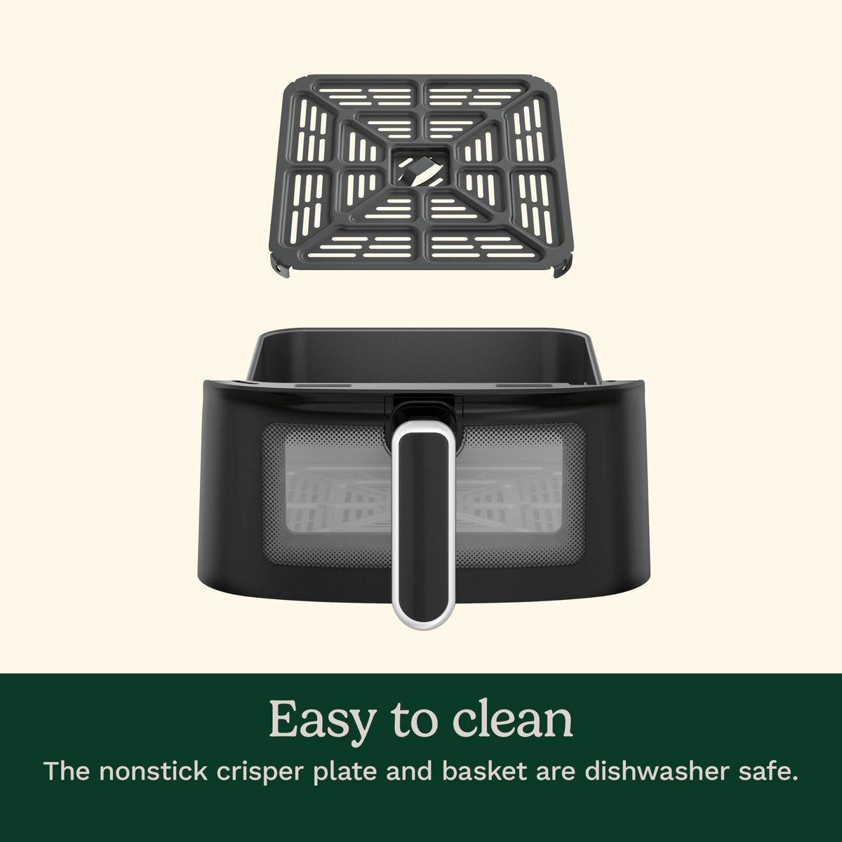 6-Quart Air Fryer with 5 Cooking Functions, Stainless Steel & Black I816