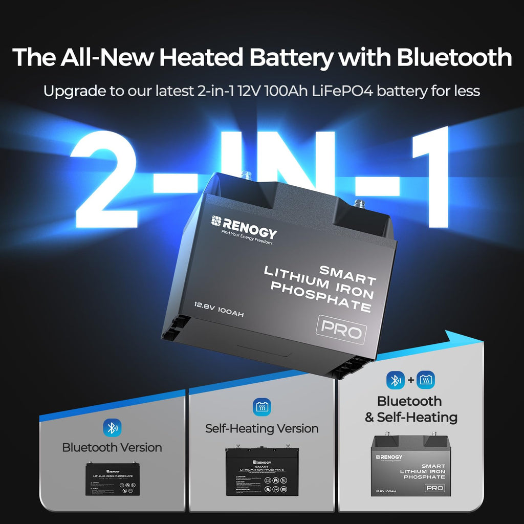 12V 100Ah Bluetooth Self-Heating Lithium LiFePO4 Deep Cycle Battery I95992