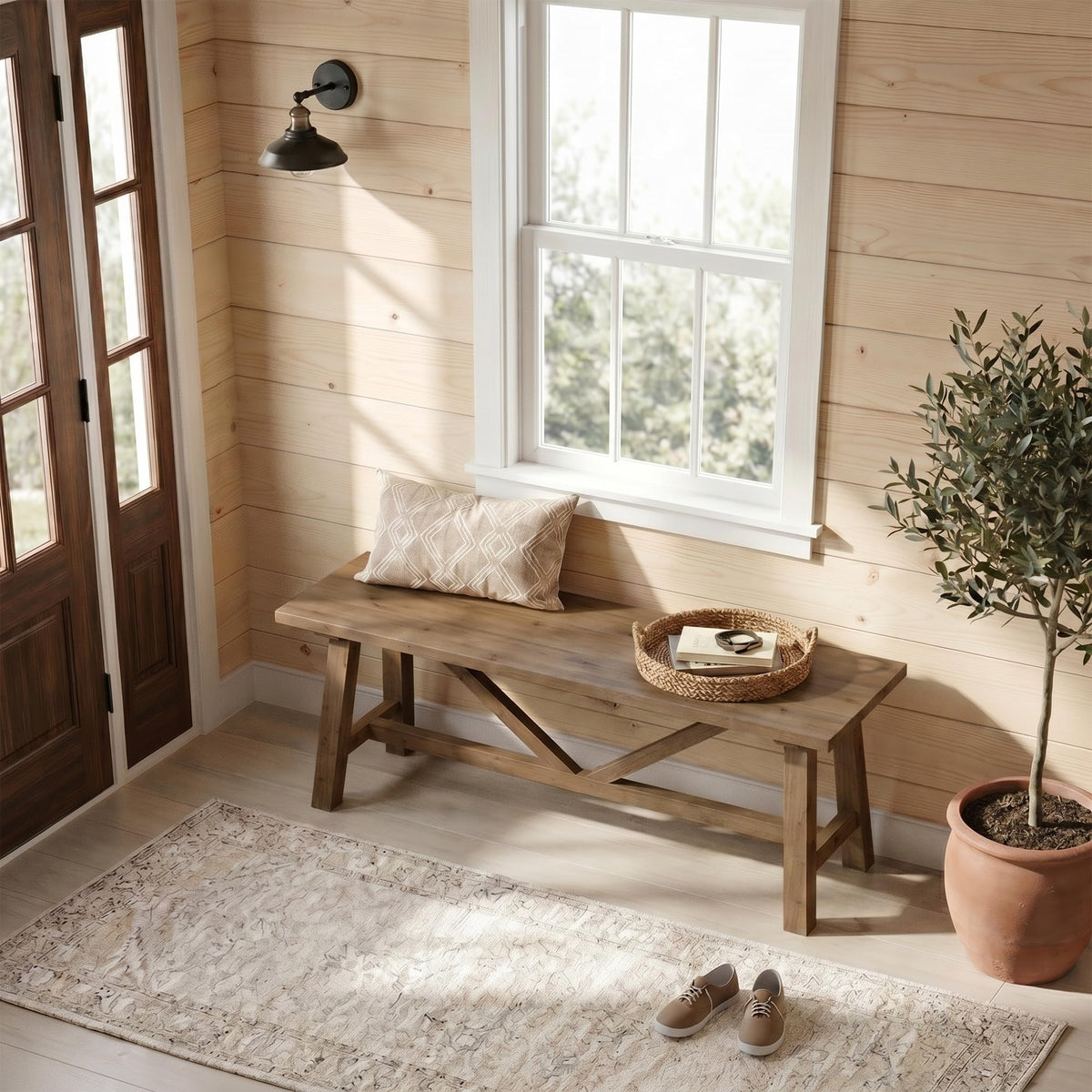 43" Solid Wood Bench V2830