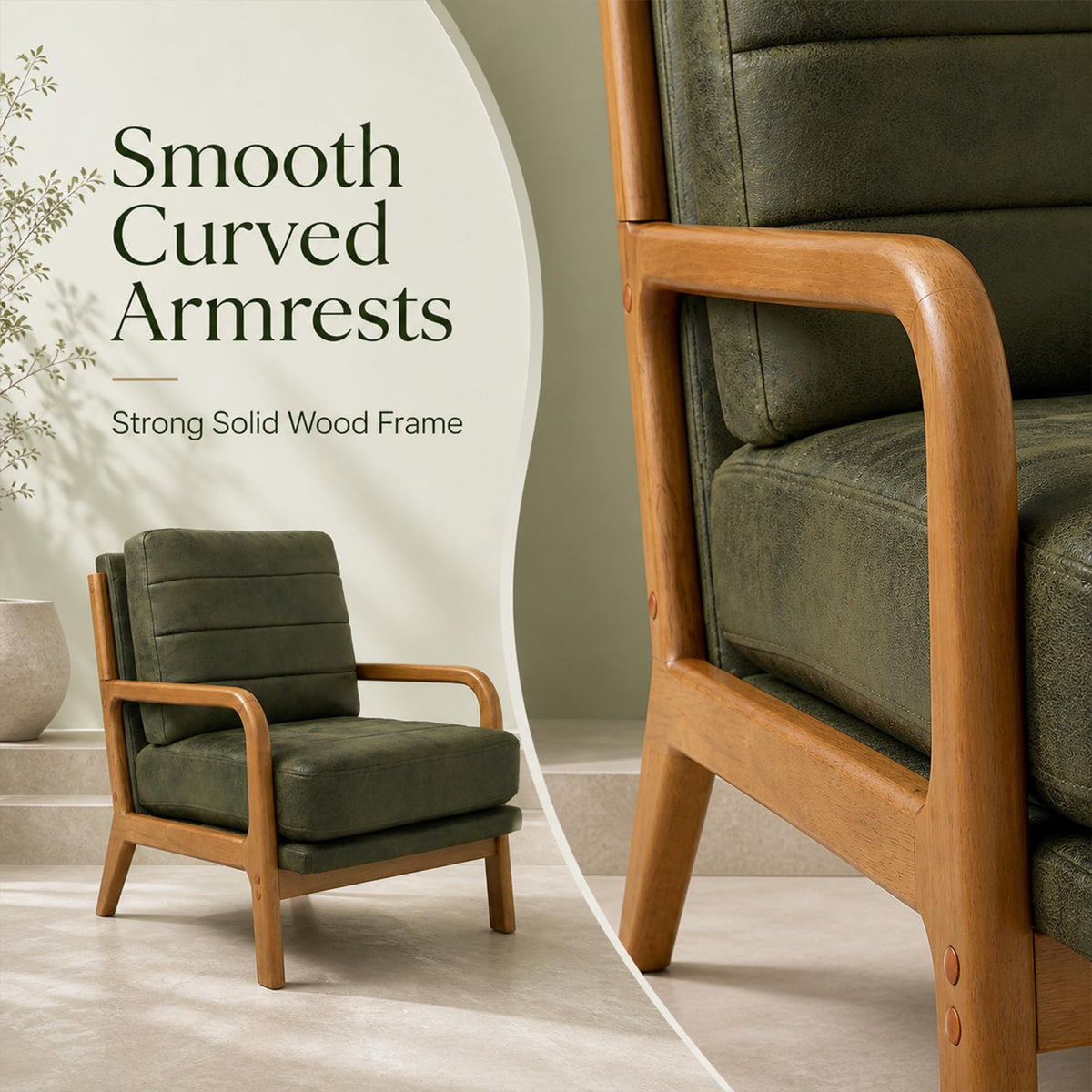 Mid-Century Modern Accent Chair Set of 2 Green P300