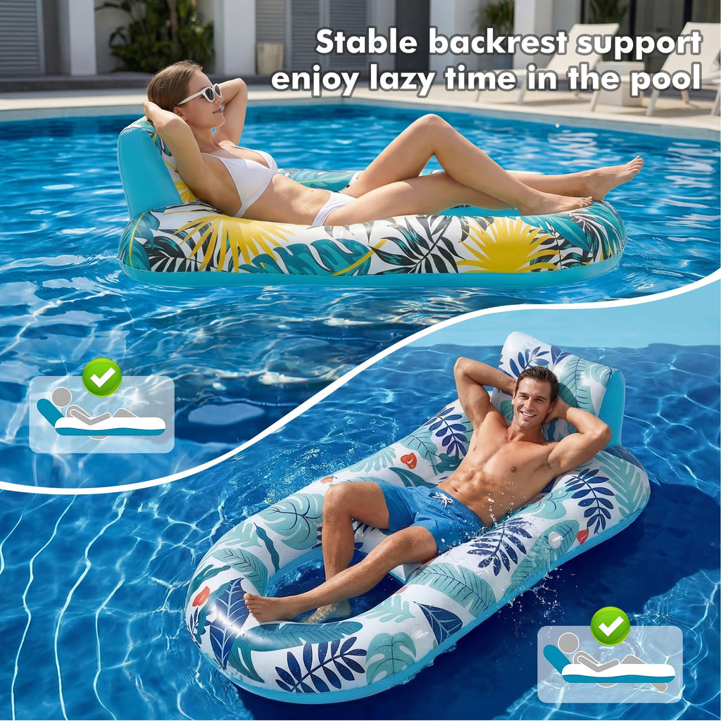 2 Pack Adult Pool Float Lounger with Cup Holders D228