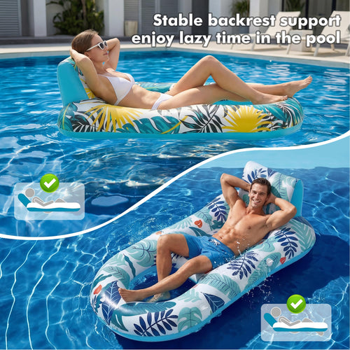 2 Pack Adult Pool Float Lounger with Cup Holders D228