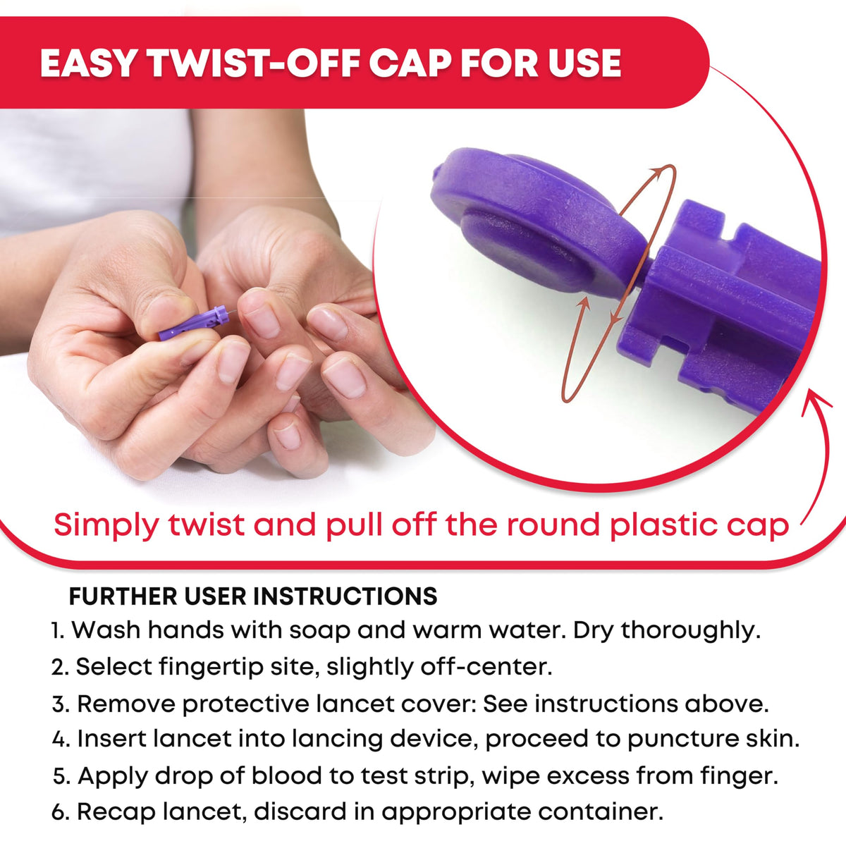 Sterile Twist-Cap Lancets 30G Purple 500 Count O58301