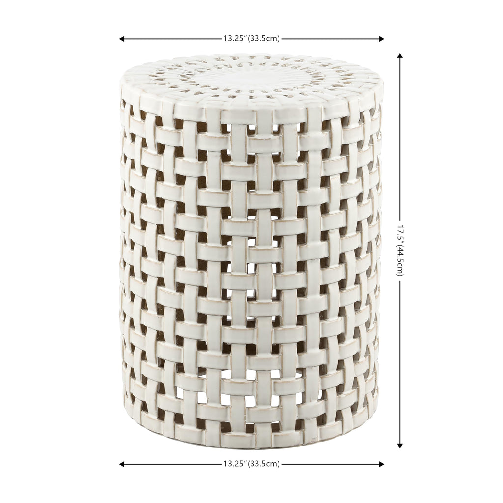 Cream Ceramic Decorative Accent Garden Stool U23076