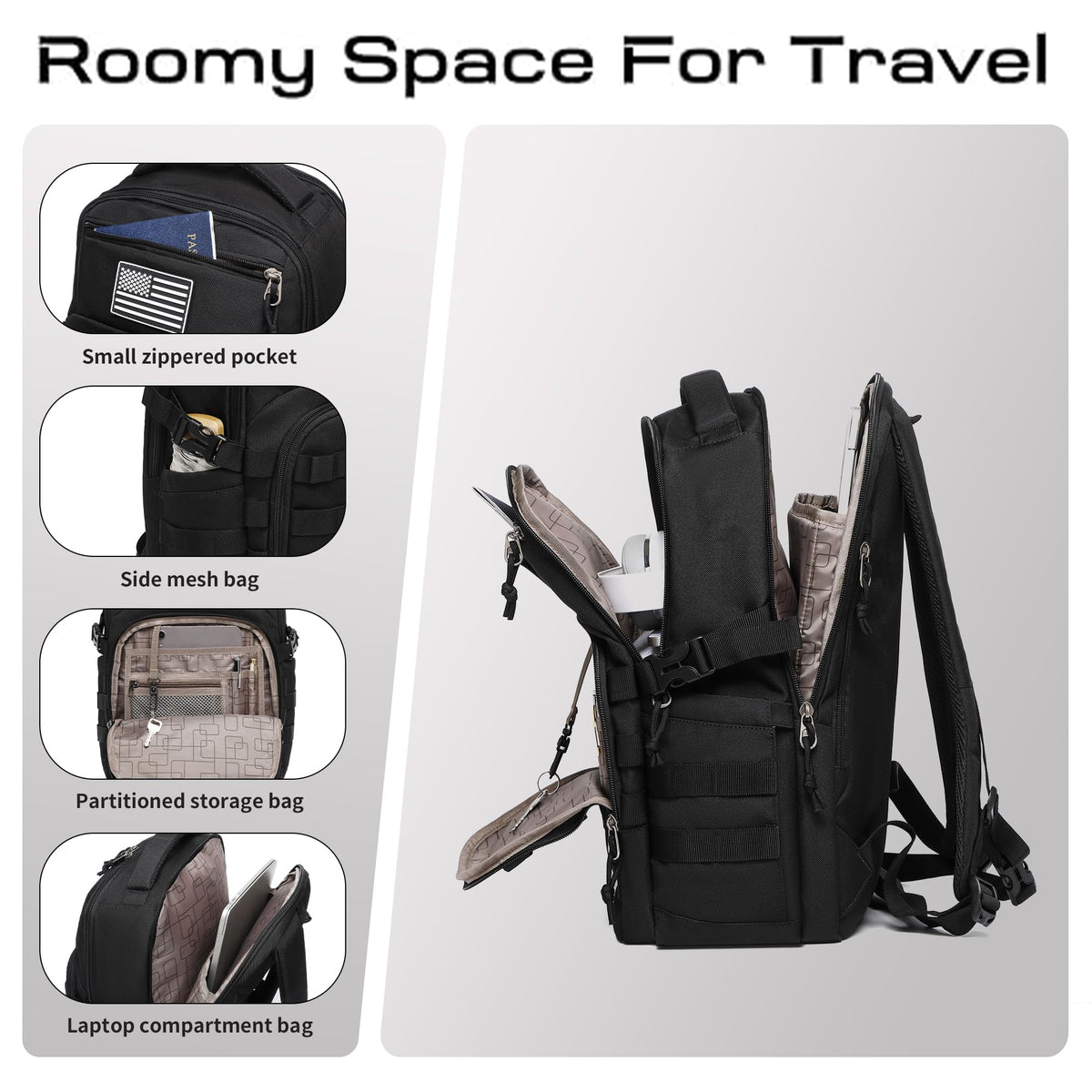 Black Small Tactical Backpack F9016