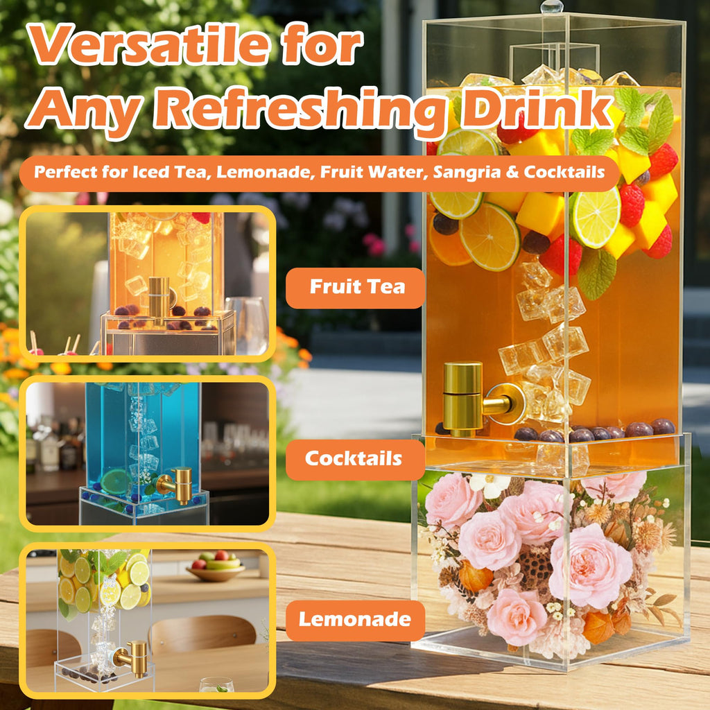 2 Gallon Drink Dispenser with Airtight Valve and Acrylic Stand P34245