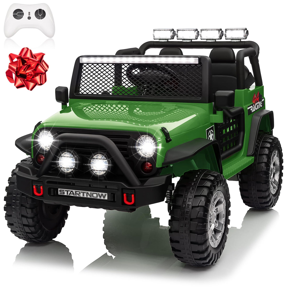 24V 4WD Ride on Truck Car with 800W Motors, Remote Control, 2 Seaters, Green L4125