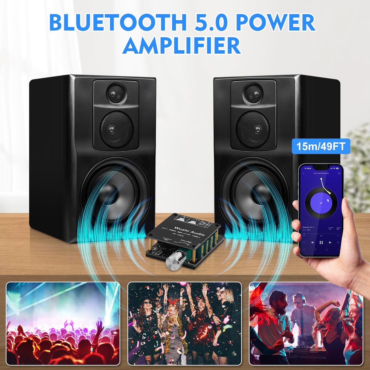 200W Audio Power Amplifier Board with Bluetooth and AUX Inputs E20531