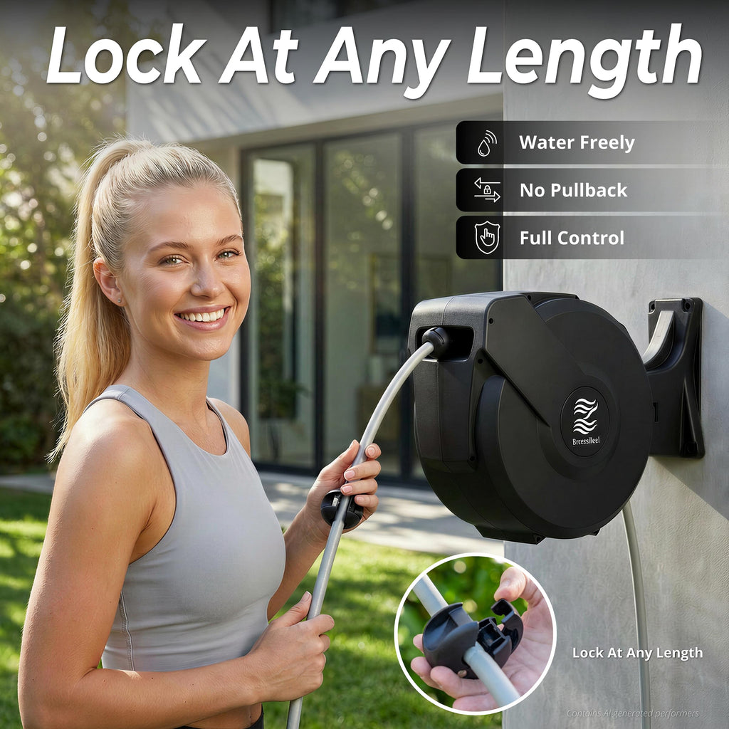5/8 in x 100 ft Retractable Garden Hose Reel with 10 Patterns Nozzle R610009