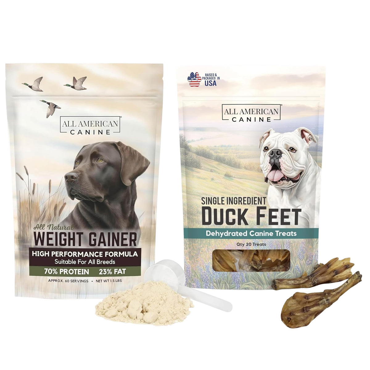 Dog Weight Gainer Powder & Duck Feet Bundle S7142