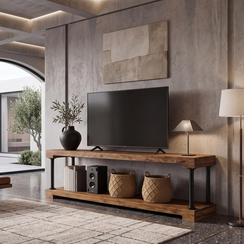 Solid Wood TV Stand for 75-Inch TV F18455