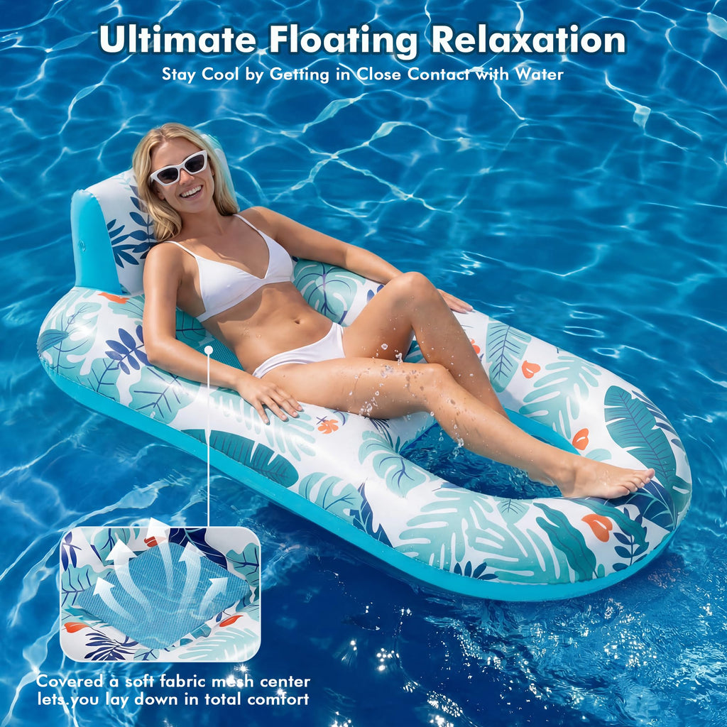 2 Pack Adult Pool Float Lounger with Cup Holders D228