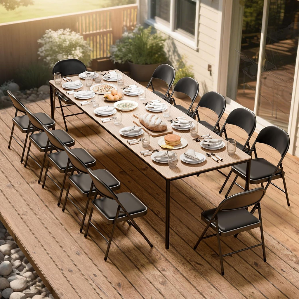 Black Folding Chairs with Padded Cushion, 10 Pack G630