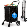 Large Folding Utility Shopping Cart with Removable Liner, 110 lb Capacity, Black K23986