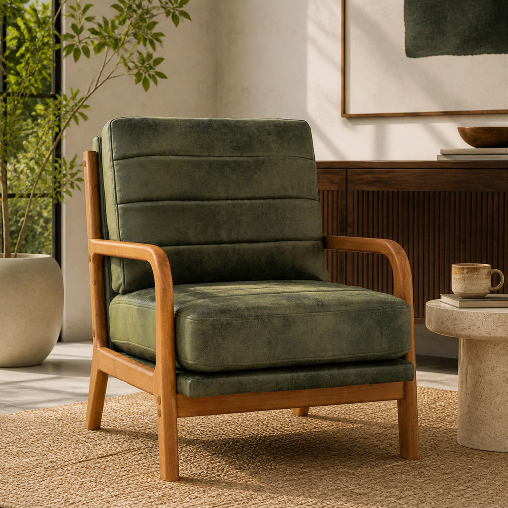Mid-Century Modern Accent Chair Set of 2 Green P300