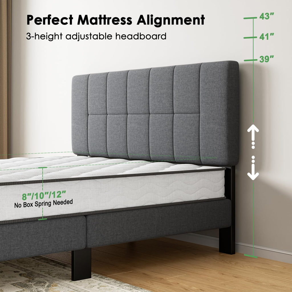 Queen Size Dark Gray Upholstered Bed Frame M9059