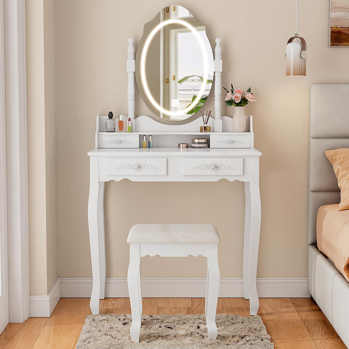 Vanity Desk with Mirror and Lights O63903