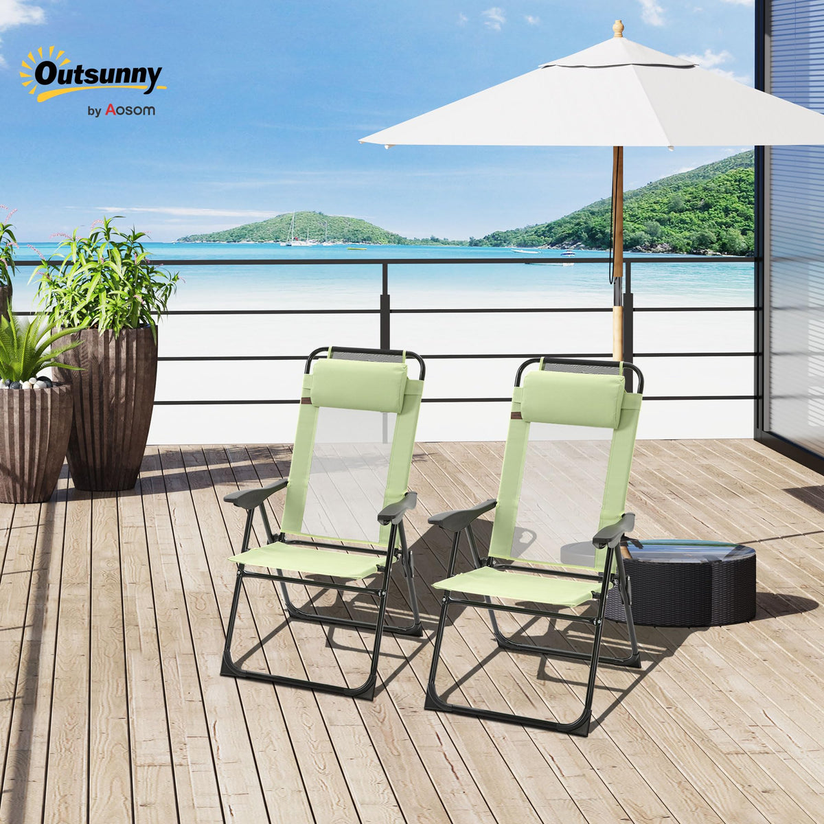 Folding Patio Dining Chairs Set of 2 Green X2554