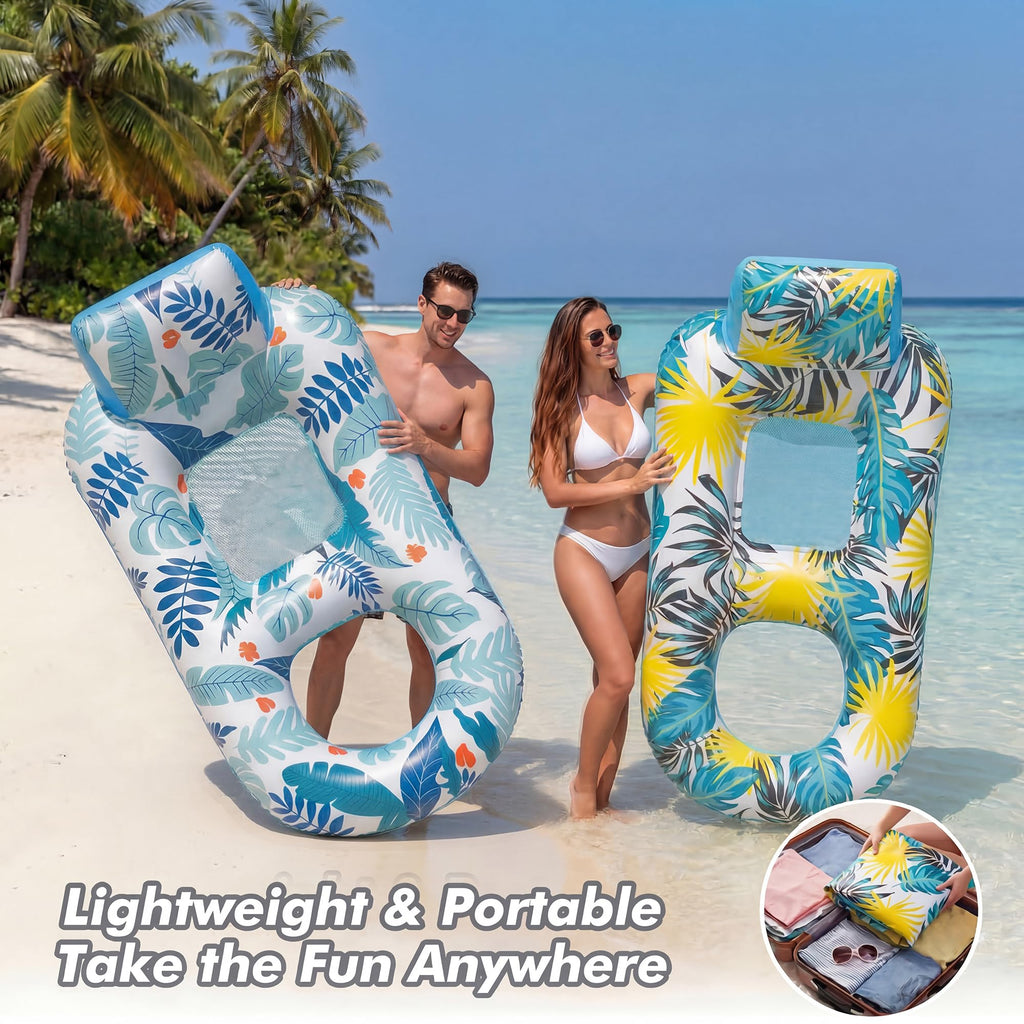 2 Pack Adult Pool Float Lounger with Cup Holders D228
