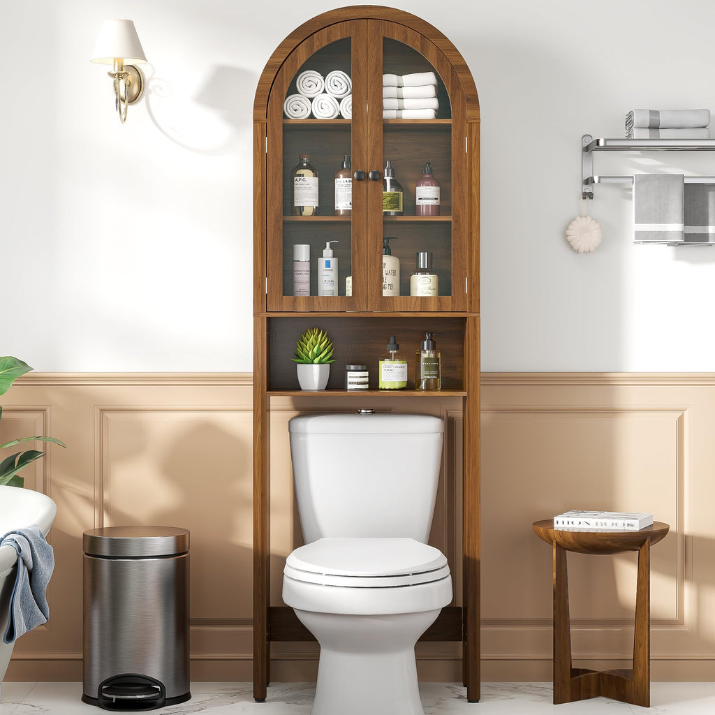 Arched Over The Toilet Storage Cabinet with Acrylic Doors G6573