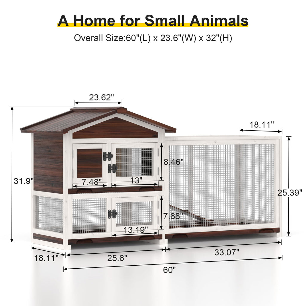 60" Wooden Rabbit Hutch E40576