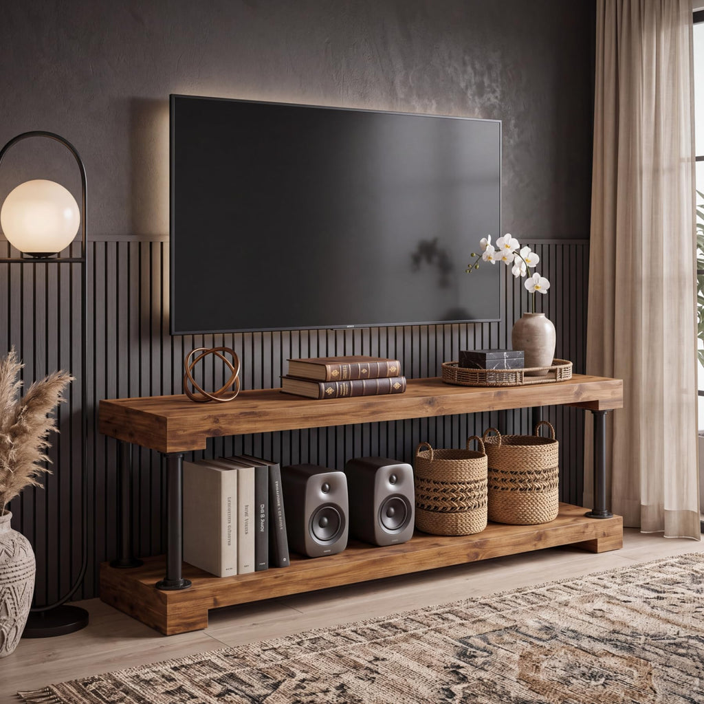 Solid Wood TV Stand for 75-Inch TV F18455