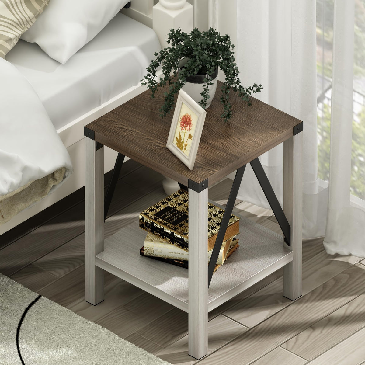 End Table Set of 2 with Storage Shelf J35496
