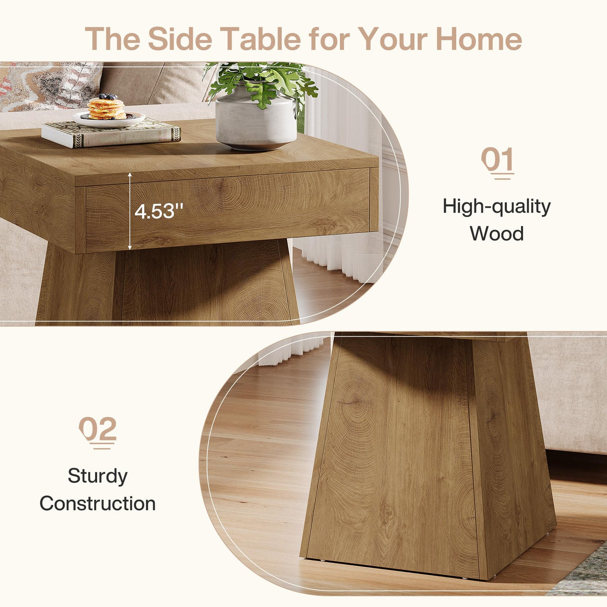 Small End Table Set of 2 Light Brown M228355