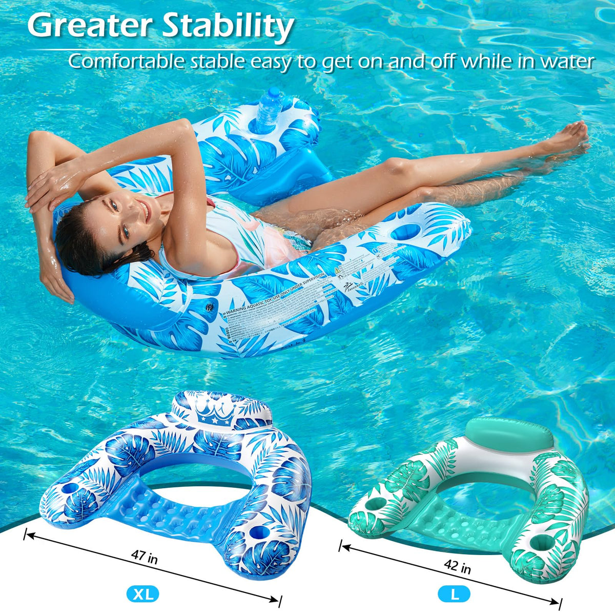 Inflatable Pool Float Chair 2Pack with Cup Holder R58792