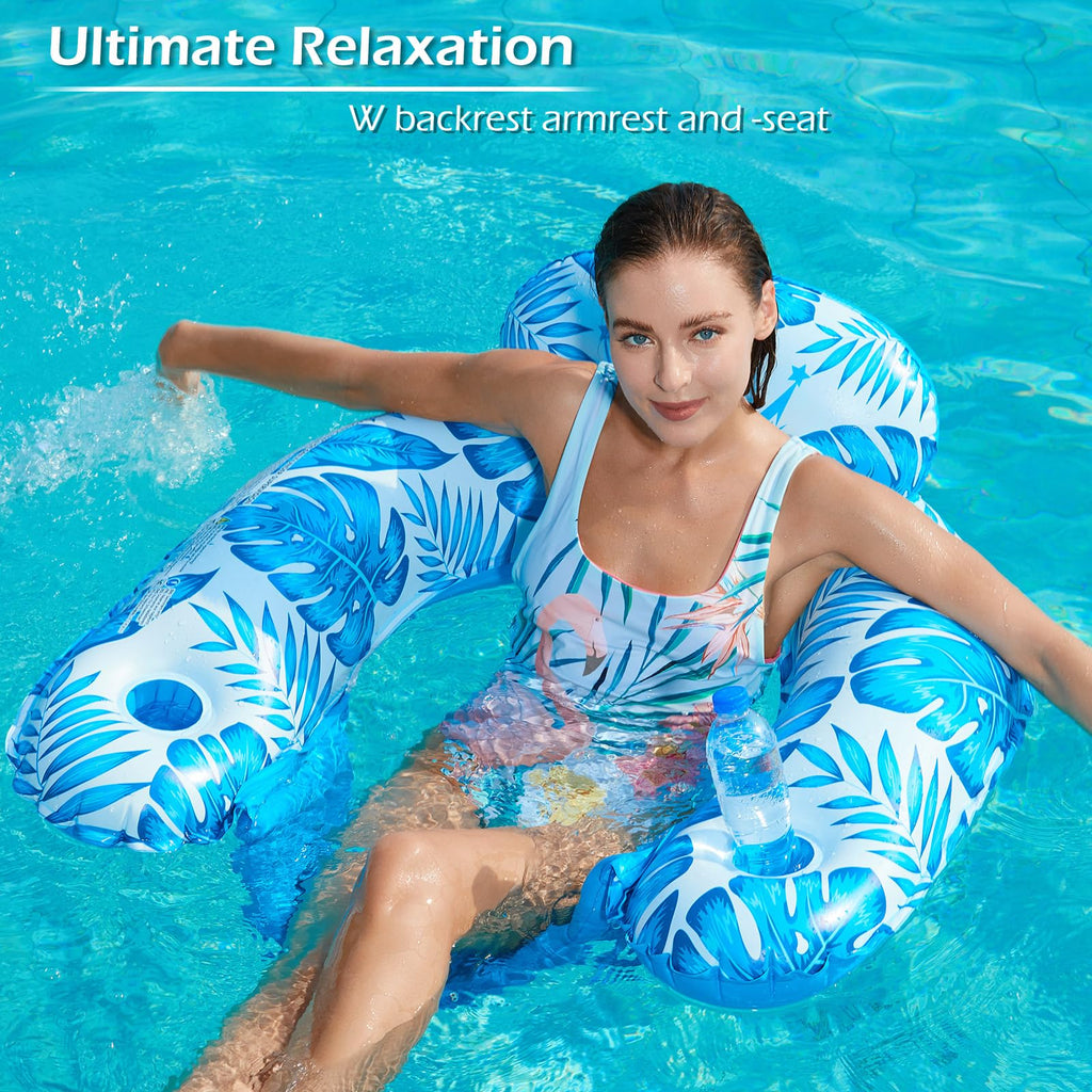 Inflatable Pool Float Chair 2Pack with Cup Holder R58792