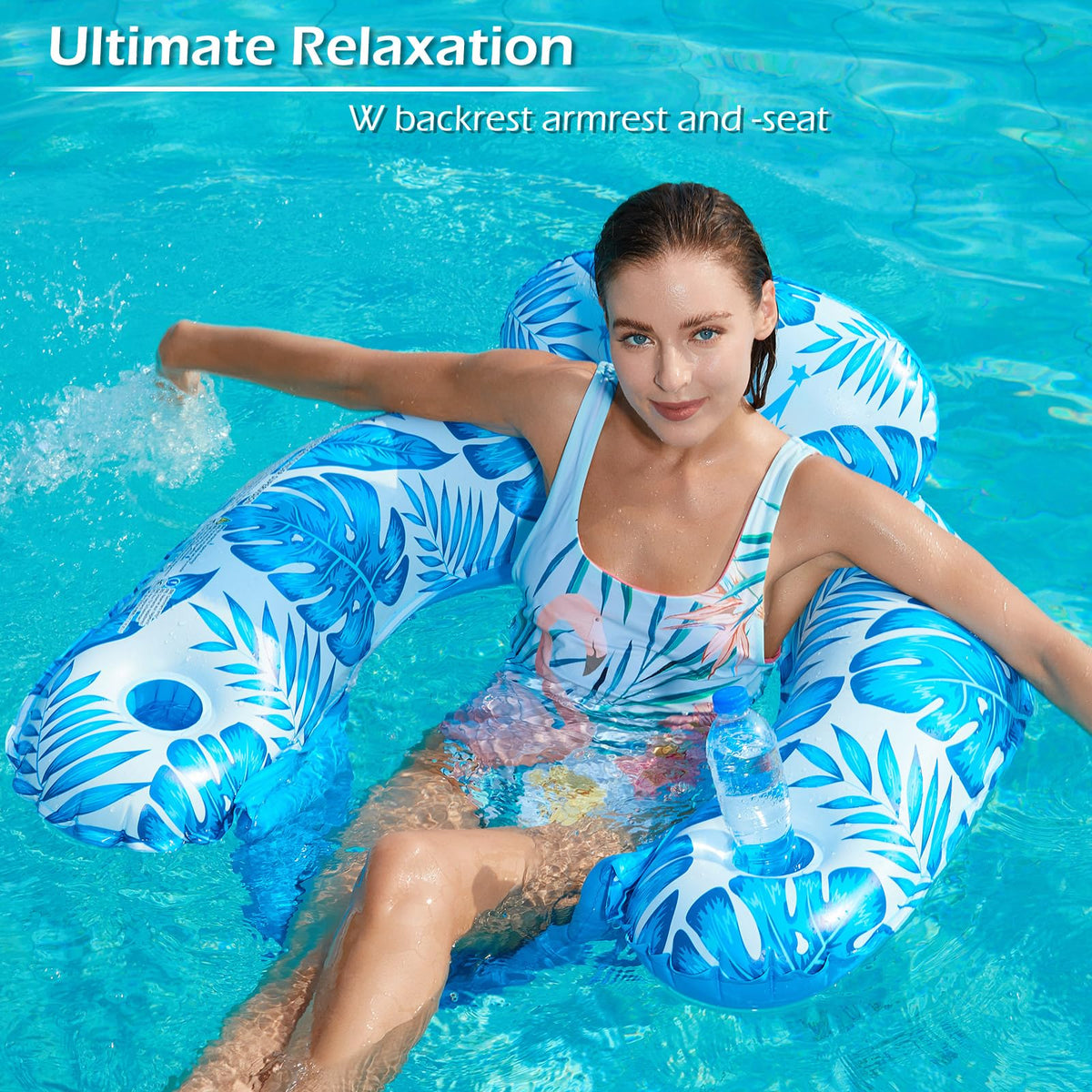 Inflatable Pool Float Chair 2Pack with Cup Holder R58792
